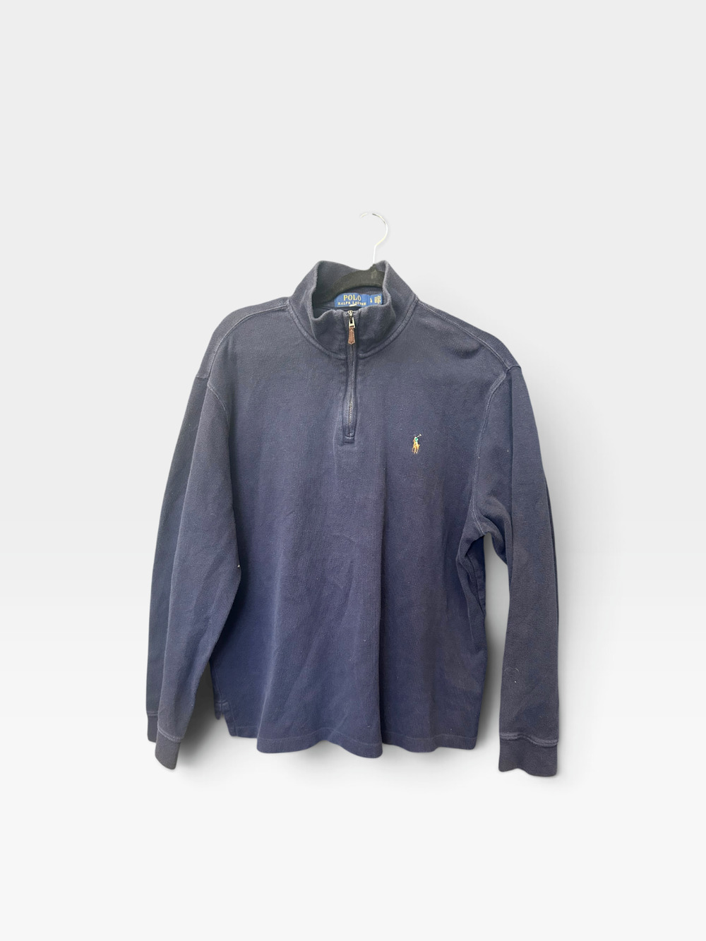 POLO Ralph Lauren Blue 1/4 Zip Men's L Pullover Knit Sweater Pony
